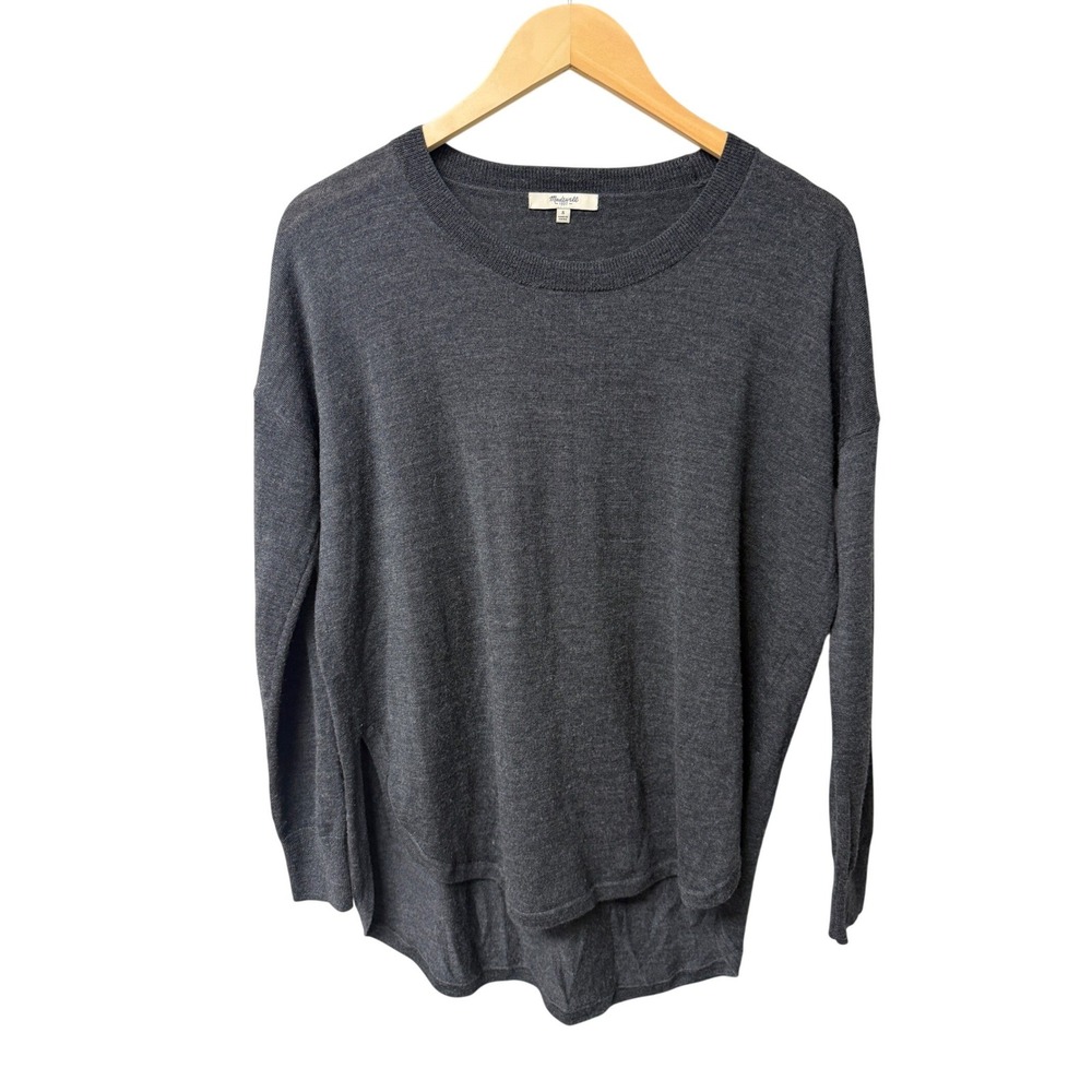 Madewell 100% Merino Wool Sweater Women S Gray Long Sleeve Crewneck Pullover EUC